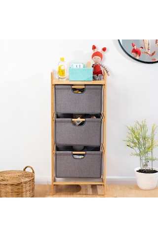 Porsima 2059 3 Katlı Ahşap Çok Amaçlı Çekmeceli Organizer Dolap