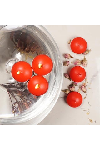 Mitr Kırmızı Suda Yüzen Mum Çok Renkli