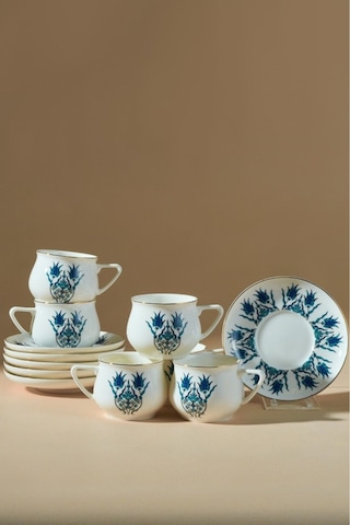 Karaca  İznik Yeni Form 6 Kişilik Kahve Fincanı Takımı 100 ml