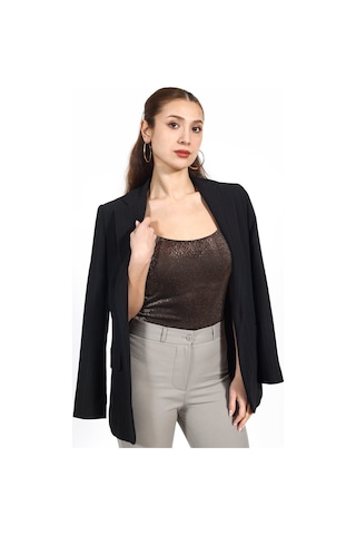 Tampap Kadın Simli Askılı Bodysuit Atlet 5112- Bronz