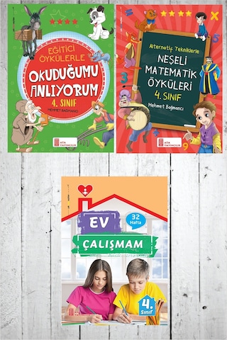 4.sınıf Ev Çalışmalarım + okuduğumu Anlıyorum + neşeli Matematik Öyküleri