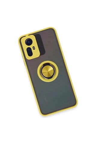 Newface Xiaomi Redmi Note 12s Kılıf Montreal Yüzüklü Silikon Kapak Semeglbl - 99 - Sarı