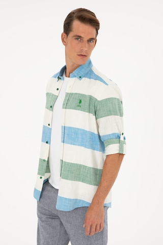 U.s. Polo Assn. Erkek Yeşil Gömlek Desenli 50283348-vr054 Yeşil