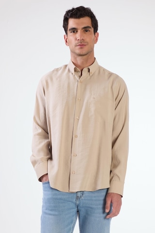 Bej Modal Düz Renk Regular Fit Erkek Gömlek Bej