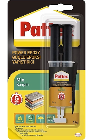 Pattex 1380802 Güçlü Epoksi Yapıştırıcı Mix Karışım Şeffaf 27 Ga