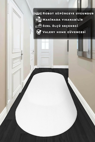 Vl Yuvarlak Comfort Ponpon Saçaklı Peluş Oval Beyaz Saçaksız