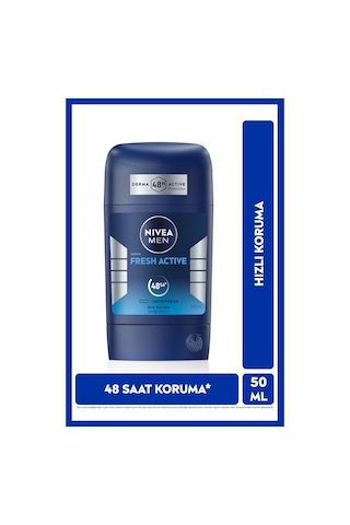 Men Erkek Stick Deodorant Fresh Active 50ml, Ter Kokusuna Karşı 48 Saat Koruma, Alüminyum İçermez