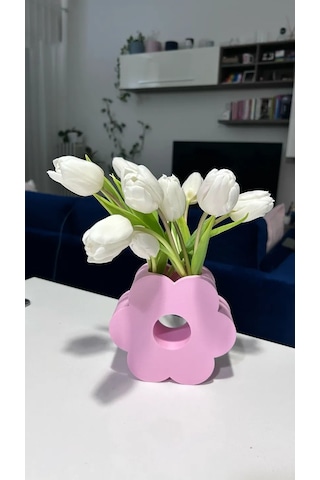 Buradabulabilirsin 3d Baskı Çiçek Formlu Vazo Sakura Çiçeği Şeklinde Dekoratif Modern Çiçek Vazosu Pembe Bbz