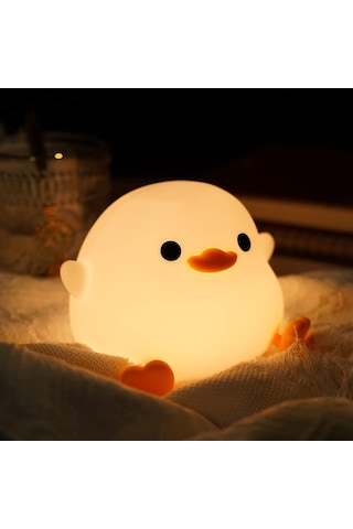 Gece Lambası Ördek Sevimli Ördek Lambası Kısılabilir Silikon Bebek Odası Gece Lambası Şarj Edilebilir Led Başucu Lambası Zamanlayıcı İle