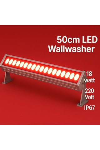 50cm 18w Led Wallwasher Kırmızı Dış Cephe, Minare, Bahçe Aydınlatma Iç-dış Kullanım Ip65 Kırmızı