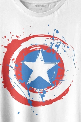 Captain America Kaptan Amerika Kalkan Logo Baskılı Tişört Unisex T-shirt 001