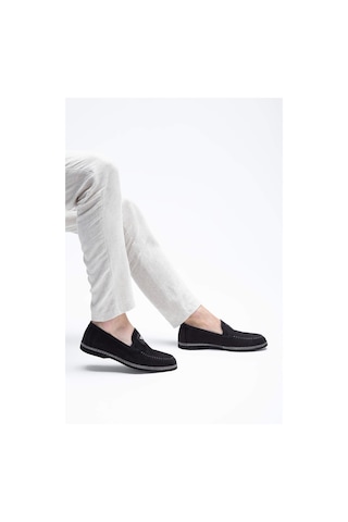 Giampiero Nicola Erkek Hakiki Deri Siyah Nubuk Loafer Ayakkabı 664 L40262 Erk Ayk Y23 Black Nubuk Siyah