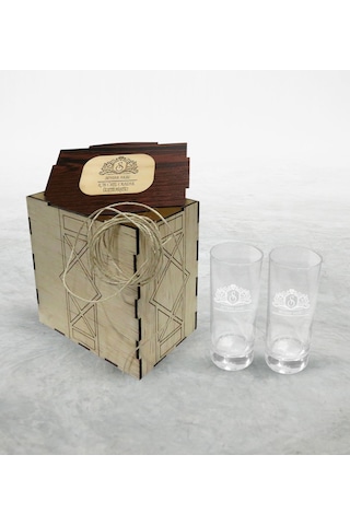 Kişiye Özel Ahşap Kutuda İkili Rakı Bardağı