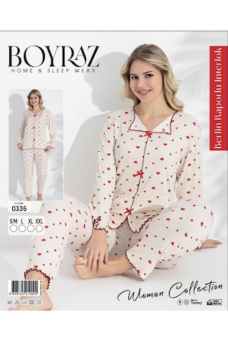 Street Beauty 0335 Berlin Raporlu İnterlok Pijama Takımı Beyaz