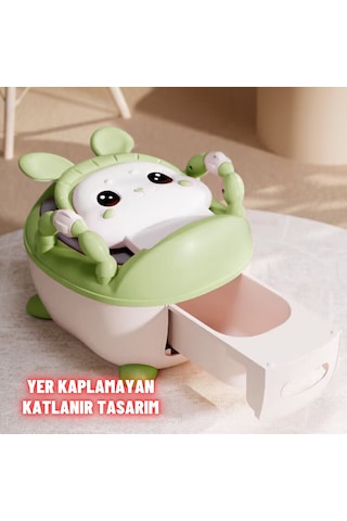 Çocuk Lazımlık Tuvalet Eğitici Taşınabilir Portatif Bebek Tuvaleti Kaymaz Hijyenik Yeşil Yeşil