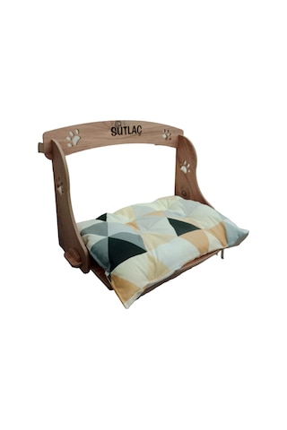 Realwood Özel İsimli Ahşap Askılı Radyatör Kedi Yatağı 56 CM
