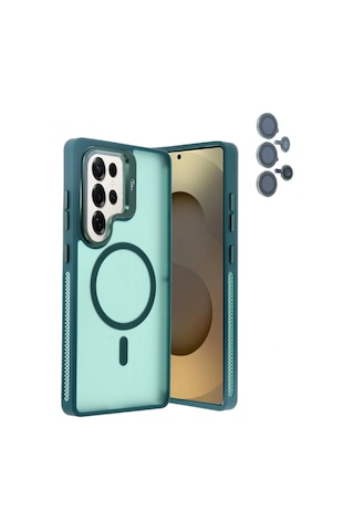 Joko Galaxy Uyumlu S25 Ultra Flet Lens Magsafe Kapak - Koyu Yeşil - Koyu Yeşil