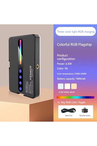 Neevoyu M160 Yeni Rgb Renkli Işık Paneli - 138 Led, 2700k-6500k, 95+ Crı, 1800mah Pil, 120 Açı, Klips Ve Usb-c Siyah