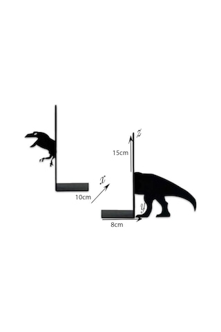 Hobi Demir Sanat T-Rex Figürlü Dekoratif Metal Kitap Tutucu