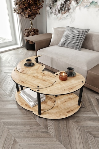 Yin Yang Unity Serenity Orta Sehpa 3 Lü Safir -meşe 70 Cm Meşe