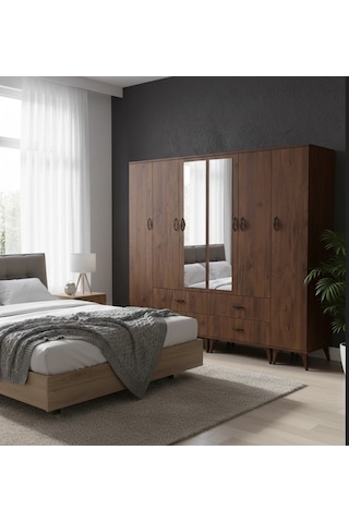 Zerkaconcept Odin 6 Kapaklı Dolap Gardırop Çam - M2 Çam