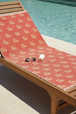 Mercan & Turuncu Cherry %100 Pamuklu Plaj Havlusu 70x140 Cm