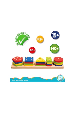 Circle Toys CIRCLE 101 Ahşap Geometrik Şekiller 5'li