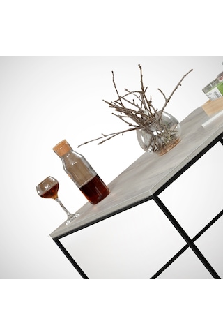 Poly Orta Sehpa Metal & Orta Masa Deniz Meşe /Metal Ayaklı Sehpa