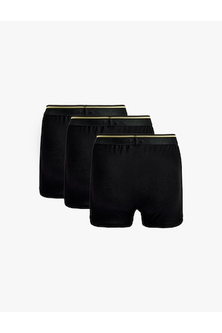 Koton Regular Fit Şerit Detaylı Basic Pamuklu 3'lü Boxer Seti Antrasit Desenli 6slm90023mk