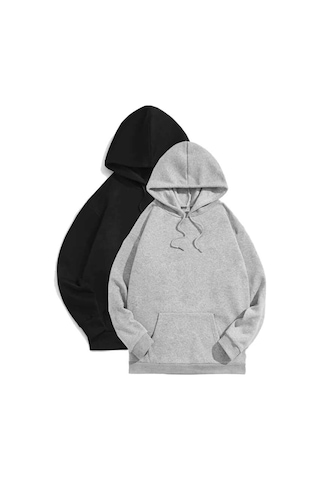 Blackjack Giyim Unisex Siyah Gri 2'li Sweatshirt Siyah-gri