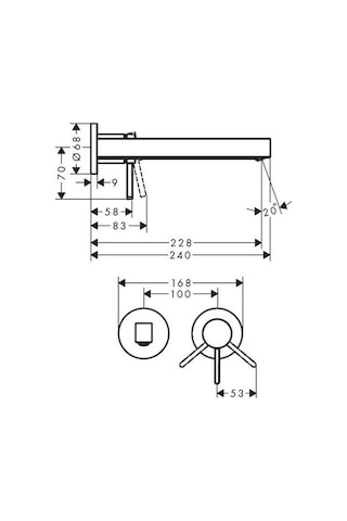 Hansgrohe Fınorıs Tek Kollu Lavabo Bataryası Ankastre 22.8 CM Gaga Krom 76050000