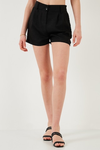 Lela Kırçıllı Regular Fit Cepli Kısa Bayan Şort 5866201 Siyah