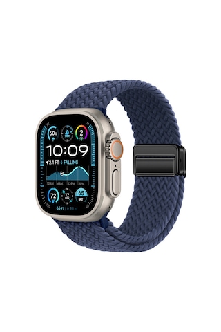 Watch Ultra 49mm Mkst Krd-134 Örgü Tasarımlı Hasır Kordon Strap Kayış - Lacivert