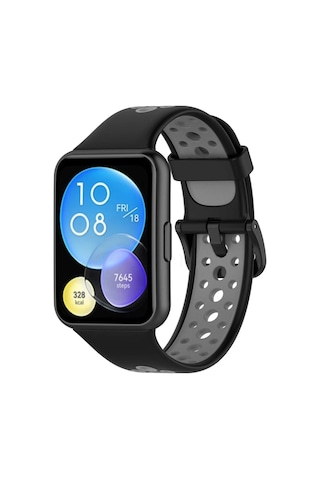 Ugr02 Huawei Watch Fit 2 Spor Delikli Kordon - Siyah-gri