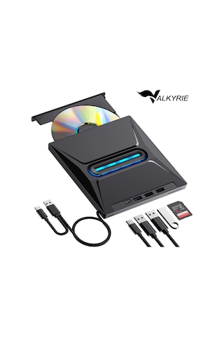 Valkyrie Usb 3.0 Harici External Cd Dvd Okuyucu Yazıcı Led Usb Hub Tf Sd Kart Okuyucu Çoğaltıcı