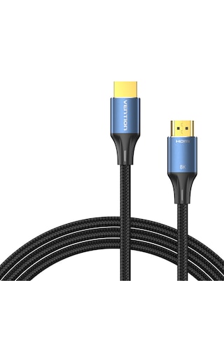 Vention Hdmı 2,1 Kablo 8k 60hz 4k 120hz 48gbps Pamuk Örgülü Alüminyum Alaşım - Mavi 2m