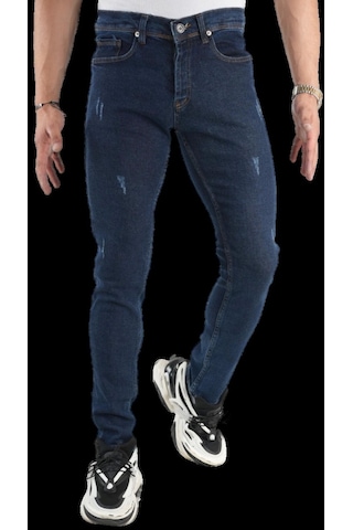 Erkek Dar Paça Desturalı New Lacivert Kot Pantolon Lacivert