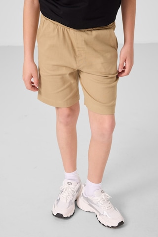 Siyah-koyu Bej Pamuklu Oversize Fit Dokuma Hafif Esnek Chino Erkek Çocuk Şort Takım - 11279 Siyah