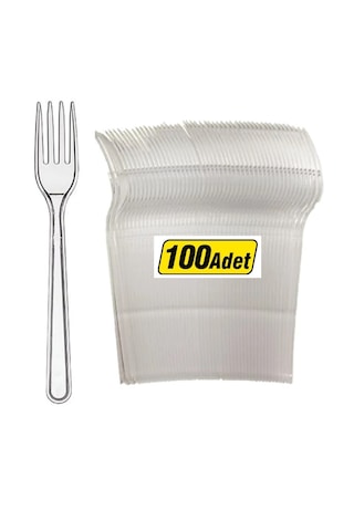 Kullan At Lüks Sert Plastik Şeffaf Çatal 1pk - 100 Adet