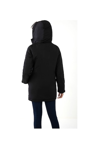 Kadın Siyah Içi Polarlı Su Ve Rüzgar Geçirmez Kapüşonlu Kışlık Mont & Kaban & Parka Siyah