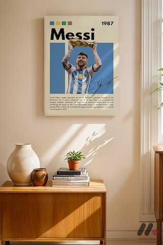 Messi Futbol Posteri, Çerçevesiz Yüksek Kalite Duvar Afişi - Spor Severlere Hediye