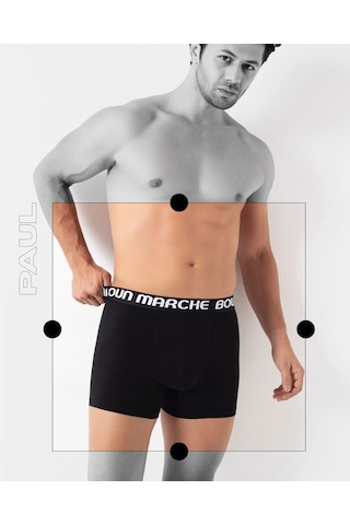 Boun Marche Erkek Boxer Likralı Premium 6'lı Kutu Catch Gri-siyah-füme