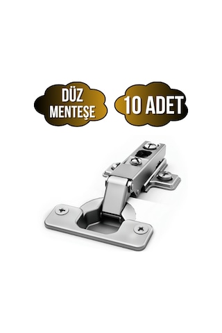 Düz Dolap Kapak Menteşesi Tas Menteşe Düz Menteşe 10 Adet Krom
