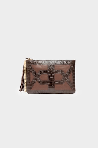 Açelyaokcu Premium Comet Handbag Hakiki Deri Portföy Clutch Çanta Kahverengi