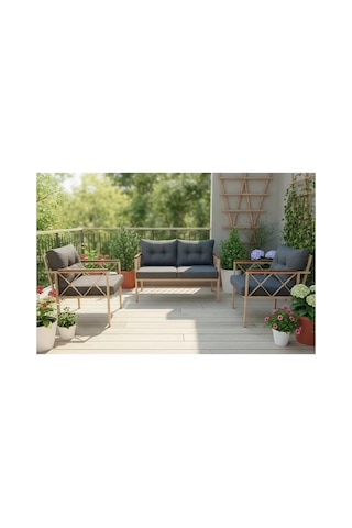 Safir 2+1+1 Cappuccino Profil Balkon-bahçe-kafe Çay Seti Koltuk Oturma Takımı,oturma Grubu Antrasit