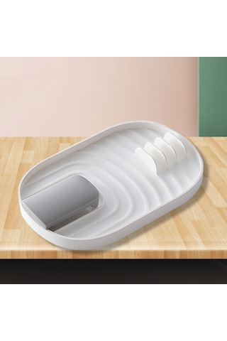 Monyee Küçük Mutfak Gereçleri Depolama Rafı, Katlanabilir Kelepçe Ve Kaşık Tutucu, Isı Dayanıklı Pp Malzeme, Beyaz