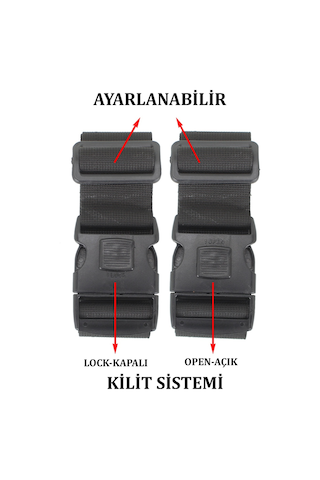 Case Club Siyah Valiz Bavul Kemeri Aç Kapat Emniyet Kilitli Ayarlanabilir Siyah