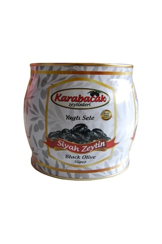 Karabacak Süper Yağlı Sele Siyah Zeytin Teneke 2 KG