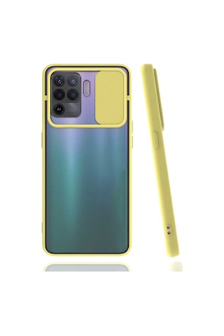 Noktaks - Oppo Uyumlu Oppo Reno 5 Lite - Kılıf Slayt Sürgülü Arkası Buzlu Lensi Kapak - Siyah