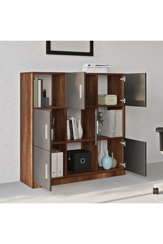 Robin Home Verona G Ofis Klasör Dolabı Kitaplık Barok-Gri Abanoz